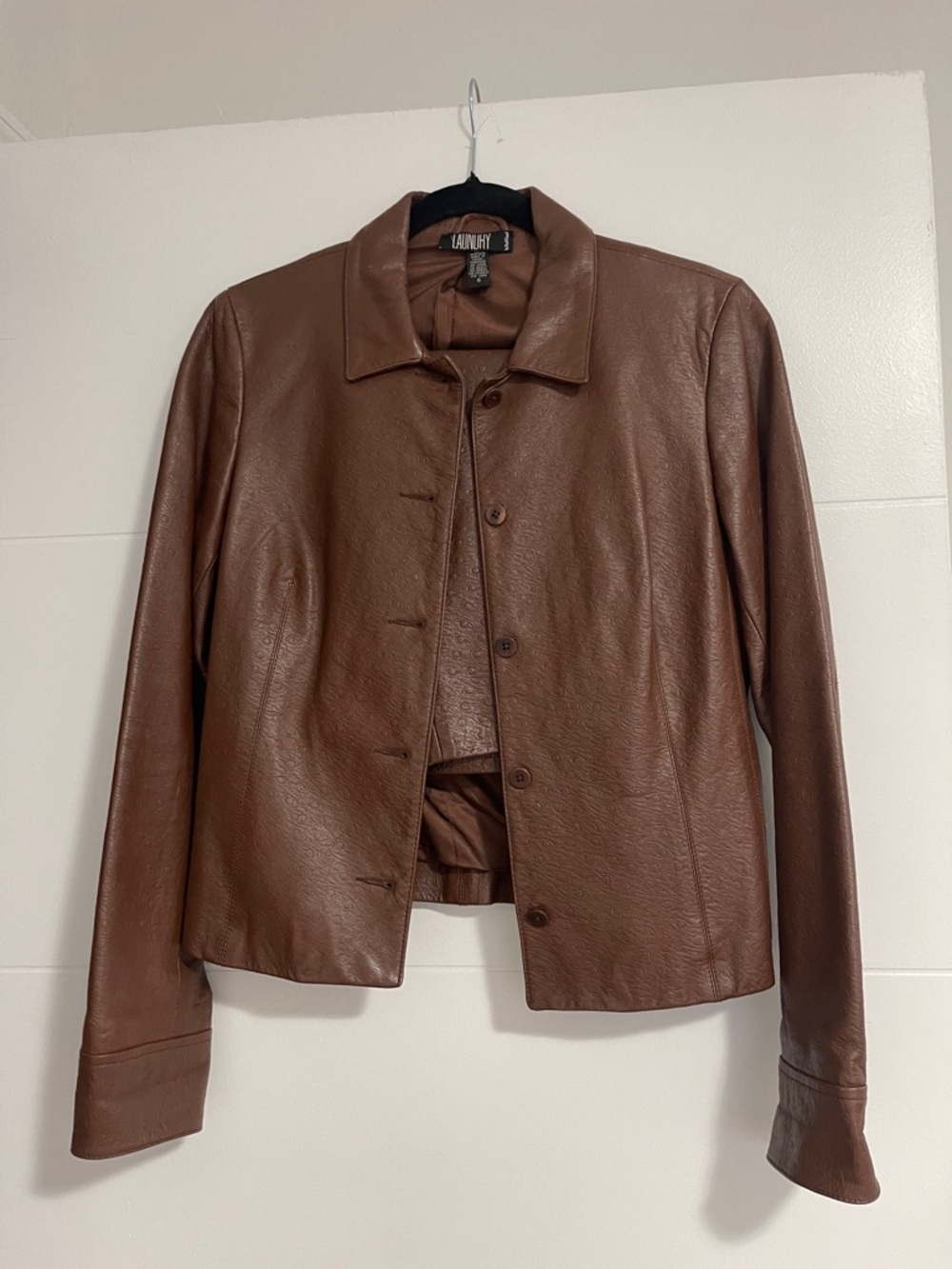 Laundry By Shelli Segal Brown Leather Jacket and skirt